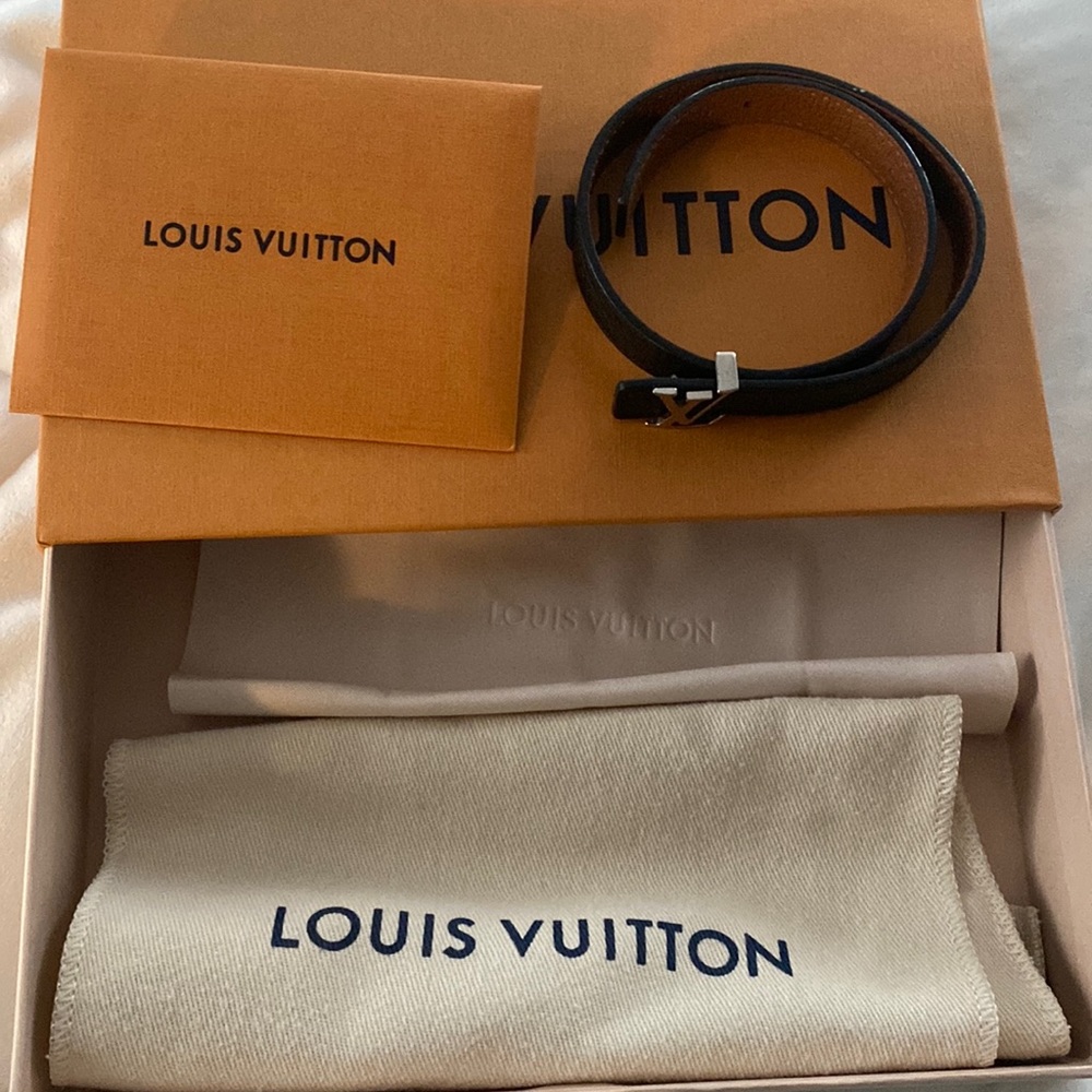 Louis Vuitton black leather bracelet. Worn only a few times